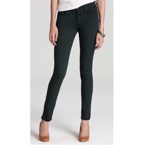 rag & bone high rise skinny jeans in forest green